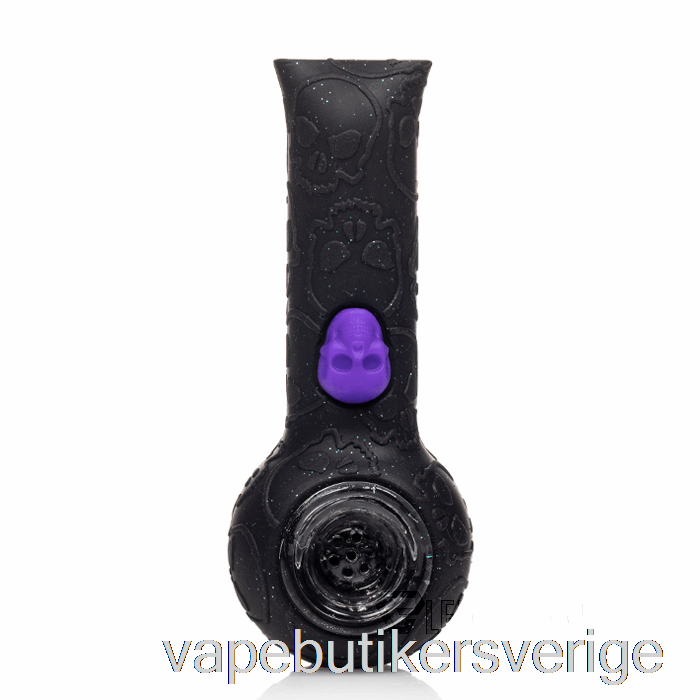 Vape Sverige Stratus Silikon Skalle Handpipa Glänsande Panter (glittersvart / Uv Grönt Bi)